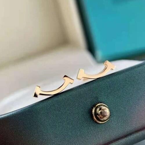 Rose Gold Silver Smile Good Luck Stud Earrings For Women 925 Sterling Silver 18K Gold Plated Simple Fashion Match Fine Jewelry
