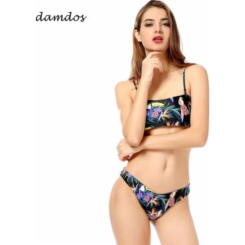 Bikini 2019 Swimsuit Sexy Swimwear Cover Ups for Women High Waisted Biquini Triangle Print Retro Beachwear Body Bathing Suit