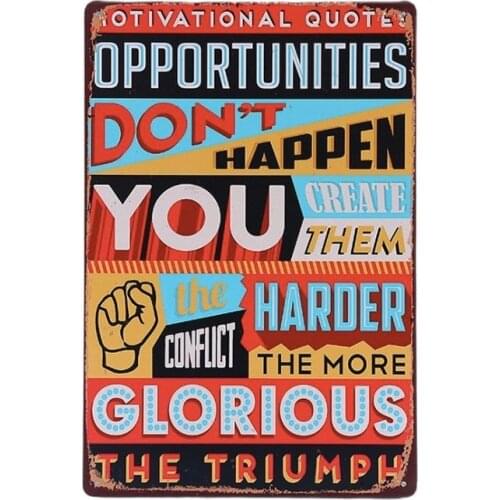1 pc Motivational life glory triumph quotes Tin Plate Sign wall plaques man cave Decoration Dropshipping Poster metal