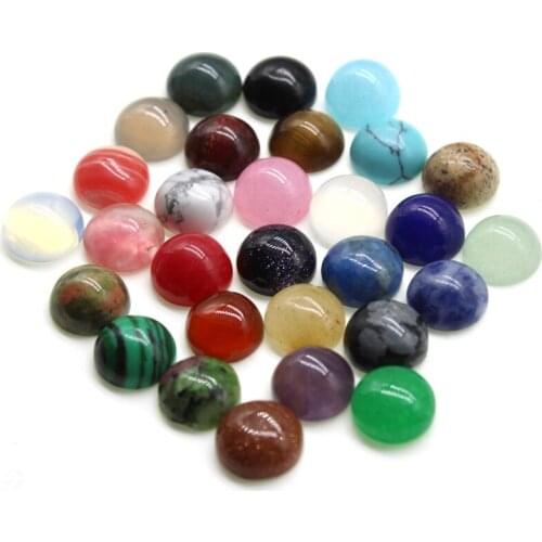 10pcs Natural Stones Agates Jade stone Cabochon Beads 4 6 8 10 12 mm Round Beads for Making Jewelry DIY Accessories Loose Beads