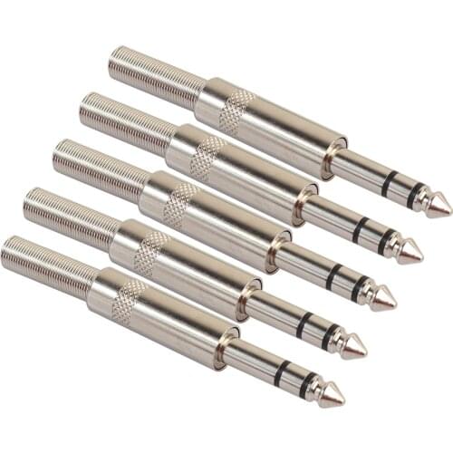 10pcs/lot 6.35mm Stereo Audio Plug Microphone Plug Audio Connector
