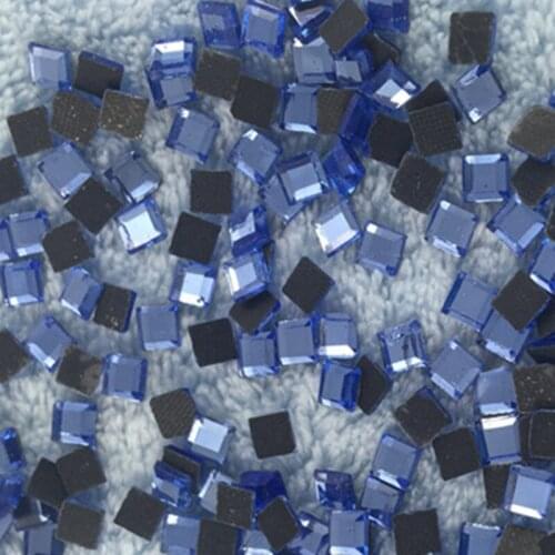 1440pcs/lot 4*4mm Blue Rhinestone Flatback Square Beads Flat back Non Hot Fix Rhinestones For Clothing Dress Craft Decorations