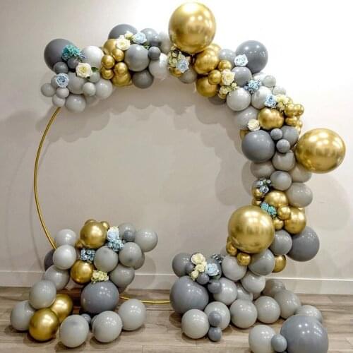 145pcs Wedding Round Circle Balloons Set Garland Arch Kit Grey Chrome Gold Wedding Birthday Party Background Decor Globo Supplie