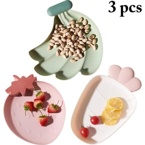 3PCS Serving Plate Creative Cute Shape Dessert Plate Snack Plate for Candy Nut Plastic Serving Plate Snack Dish for Home