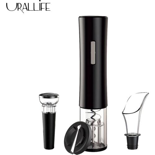 Urallife 4 In 1 Wine Opener Gift Set Electric Champagne Wine Bottle Opener Set Portable Automatic Opener Pourer Set For Gift Bar
