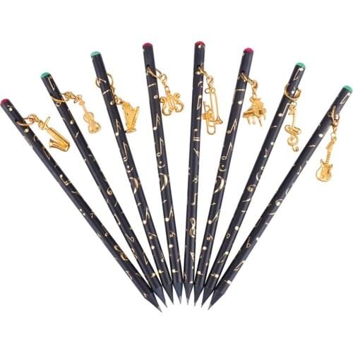 8pcs Musical Note Pendant Pencil Set Writing Drawing Pencil Sketch Painting Non-toxic Pencils For School Students Stationery