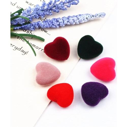 18mm Acrylic Heart Shape Flocking Felt Spacer Beads Mixed Color Chunky Diy Beads Fit Making Earring&Necklace Pendants 50pcs/lot