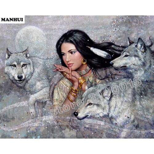 Diy Diamond painting Wolf and beauty 3D square drill Diamond mosaic pasted full cross stitch Crafts Needlework BEF020