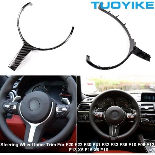 Car Real Carbon Fiber Steering Wheel Inner Trim Cover Sticker For BMW M Sport F20 F22 F30 F31F32 F33 F36 F10 F06 X5 X6 F15 F16