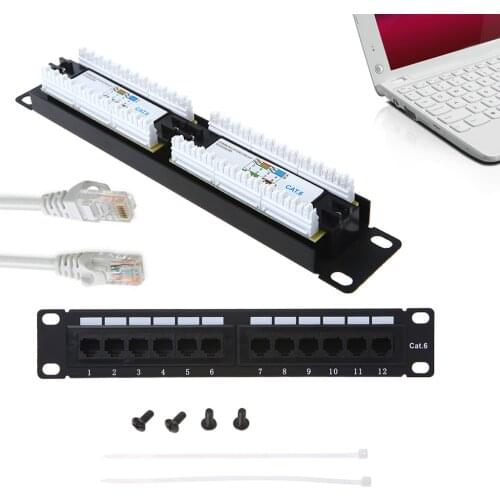Cat6/Cat5e 12 Port RJ45 Patch Panel UTP LAN Network Adapter Cable Connector-PC Friend