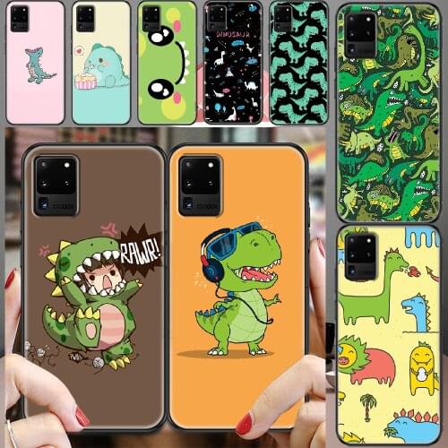 Dinosaur Lovely Cartoon Cute Phone case For Samsung Galaxy Note 4 8 9 10 20 S8 S9 S10 S10E S20 Plus UITRA Ultra black trend