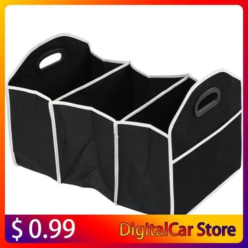 Black Folding Car Storage Box Collapsible Sturdy Robust Car Boot Organiser Shopping Tidy Collapsible Space Saving Storage Box