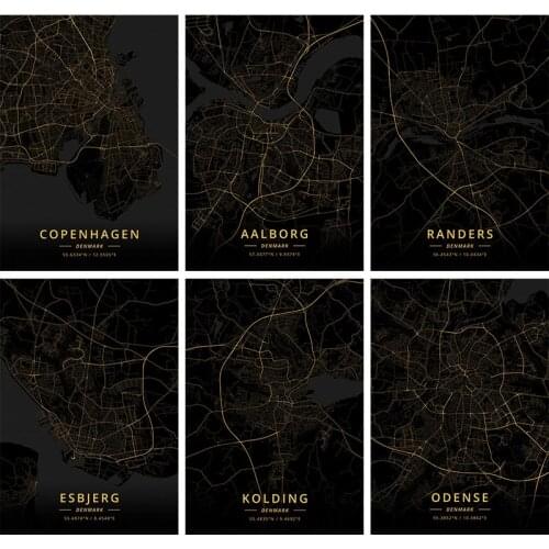 Denmark Map DIY Diamond Painting 5D Full Square Drill Aalborg Aarhus Copenhagen Esbjerg Odense Diamond Embroidery Art