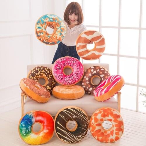 1PCS Sofa Decorative Cute Simulation Cushion Soft Plush Pillow Seat Pad Sweet Donut Foods Cushion Case