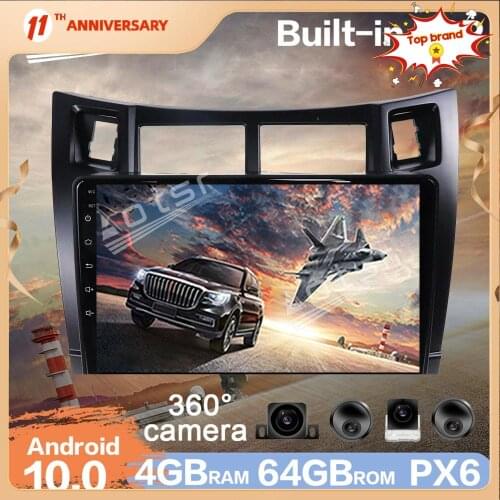 For Toyota Yaris 2008 - 2011 Android Car Multimedia DVD Radio Player PX6 4G+64GB Car GPS Navigation 360 Panoramic Cameras +DSP
