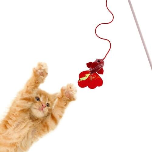 Kitten Pet Cat Teaser Red Fish Interactive Fun Toy Wire Chaser Wand Stick Hot