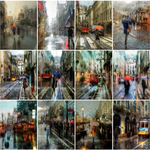 EverShine Diamond Painting Full Square City Street Diamond Mosaic Town Picture Of Rhinestones Embroidery Landscape Wall Art