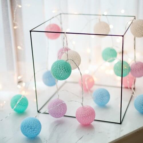3M Cotton Ball Garland LED String Lights Christmas Fairy Lighting Strings for Indoor Holiday Wedding Party Girl Home Decoration