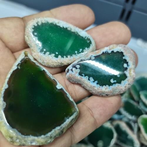3PCS Green Natural agates slice pendant druzy jewelry making finding green stone slice finding gifts handmade