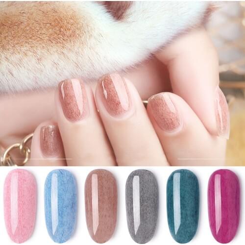 BUKAKI Faux Fur Nail Polish Nail Art Nail Polish Soak Off Nail Art Varnish UV LED Long-Lasting Nail Glue Paint Nail Glue