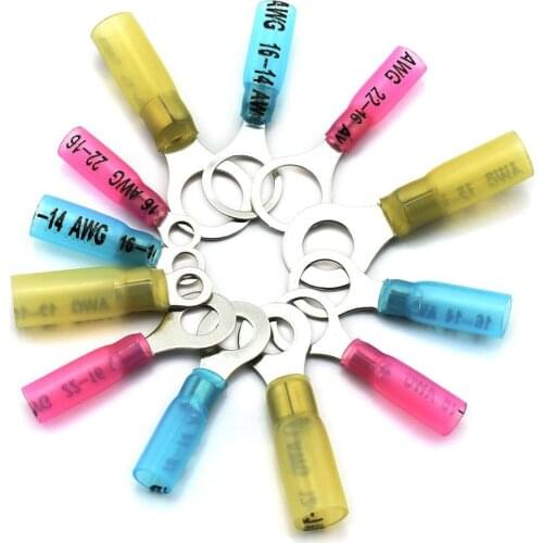 Mandowire 120pcs AWG 22-16/16-14 / 12-10 Heat Shrink Ring Wire Connector Insulated Waterproof Electrical Wiring Crimp Terminals
