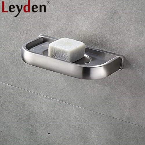 Leyden Brushed Brass Bathroom Soap Dish Holder Silver Wall Mounted Kitchen Soap Storage Box For Bathroom Accessories