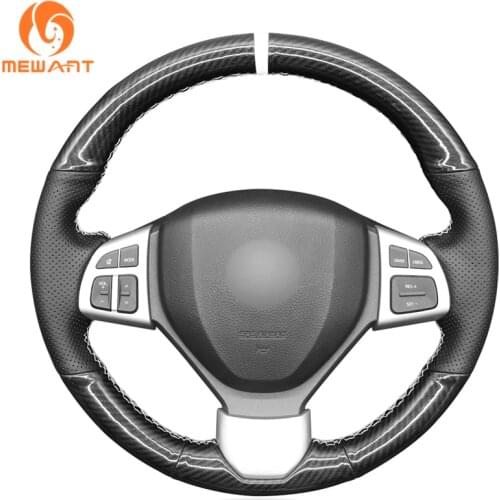 MEWANT Black PU Carbon Fiber Hand Sew Car Steering Wheel Cover for Suzuki Swift Sport 2012 2013 2014 2015-2017 Vitara S