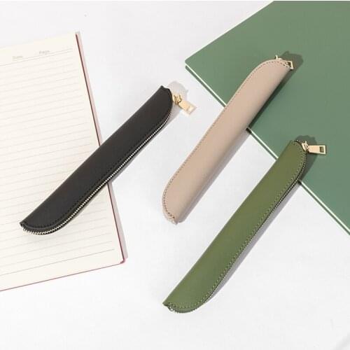 PU Leather Solid Color Mini Pencil Bag Small And Lovely Pen Cover