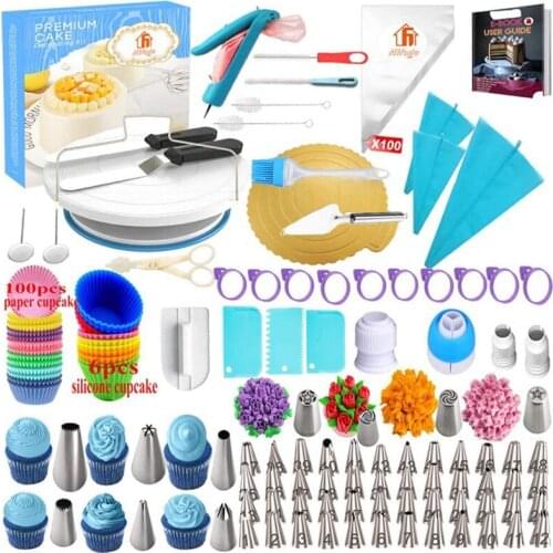With Numbered 301-piece Cake Turntable Decorating Mouth Set, Cake Decorating and Decorating Tool Spatula Muffin Cup Kit