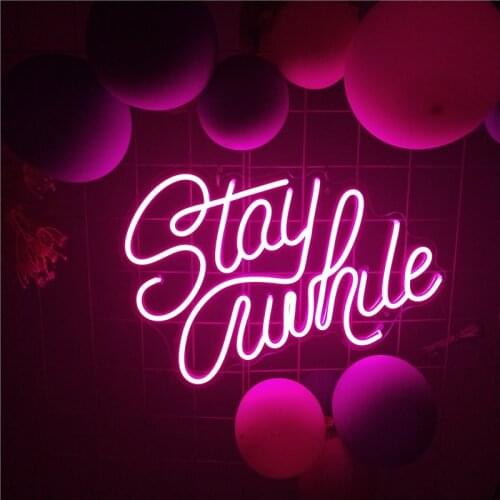 Neon Sign Light Custom Personnalisé Stay awhile Aesthetic Room Decor Murale Chambr Led Hanging Wall Pub Store Wedding Party Gift