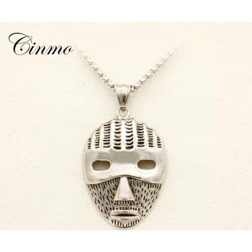 Cinmo Mystical Indian Head Pendant Necklace Retro Magic Mask Shape Stainless Steel Necklaces For Men Women Fashion Jewelry Gift