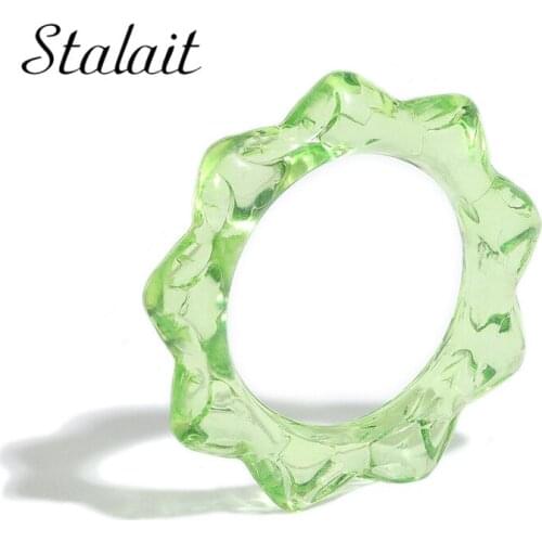 Colorful Acrylic Resin Geometric Rings Colored Glaze Candy Ring Bulk Finger Jewelry 2021 Summer Gift Lucki Charm Wide Ring Women