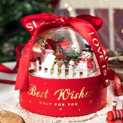 Christmas Semicircle Transparent Hug Bucket Gift Packaging Flower Shop Tori Candy Bar Party Wedding Storage Box