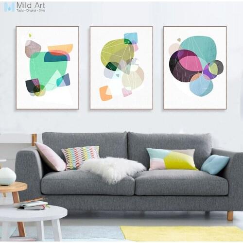Modern Abstract Color Geometric Shape Poster Print Nordic Style Living Room Wall Art Picture Home Decor Canvas Painting Custom