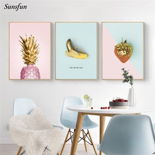 Sunsfun Pineapple Strawberry Picture Baby Nursery Wall Art Canvas Painting Child Poster and Print Nordic Kids Girl Room Decor