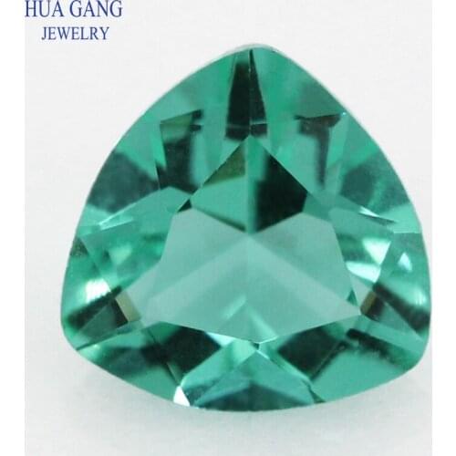 Light Green Trillion Shape Princess Cut Loose Glass Beads Synthetic Gems For Jewelry Free Shipping Size 4x4~7x7mm