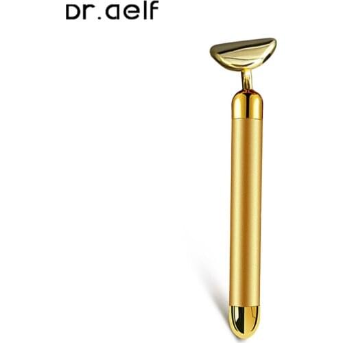 24k gold color vibration Slimming face rolling facial massager lifting antiaging machine thin cheeks wrinkle lifting face stick