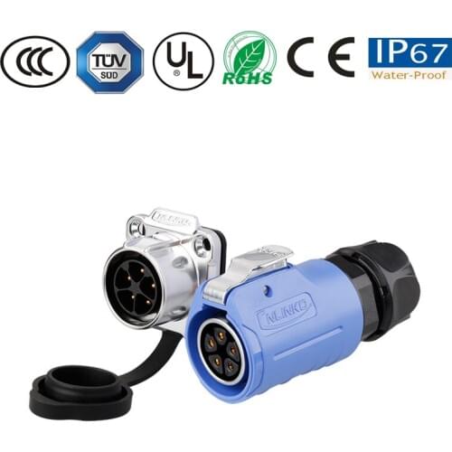 Waterproof connector M20 5 pin IP67 led/car/TV/monitor/light/lamp cable/wire/wiring/panel female connectors plug socket set