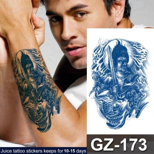 Juice Ink Tattoos Body Art Long Lasting Waterproof Temporary Tattoo Sticker Sanskrit Lotus Tatoo Arm Fake Text Tatto Women Men