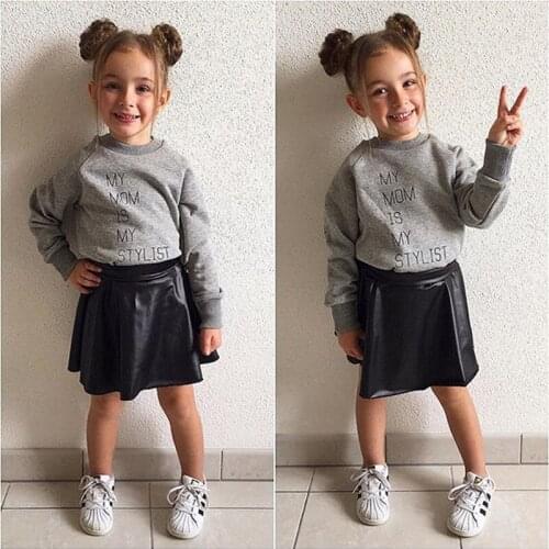 VTOM 2PCS Sets Baby Girls Clothes Autumn New Toddler Kids Long-sleeved T-Shirt Tops + Skirt Outfits Children Girl Clothing Set