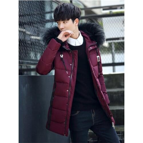 High Imitation Raccoon Fur Collar Coat Mens Winter Parkas Padded Mens White Duck Down Jacket Jaqueta Masculino WXF312