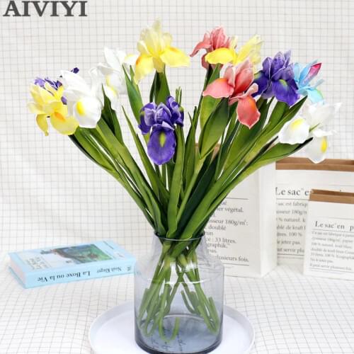 High-grade PU Material Artificial Irish Iris Flower Wedding Decoration Bridal Bouquet Fake Flower Home Garden Office Party Decor