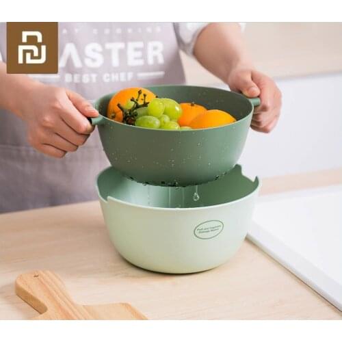 Xiaomi PP Double Drain Basket Kitchen Sink Strainer Fruits Vegetables Washing Basket Kitchen Gadget Colander Container