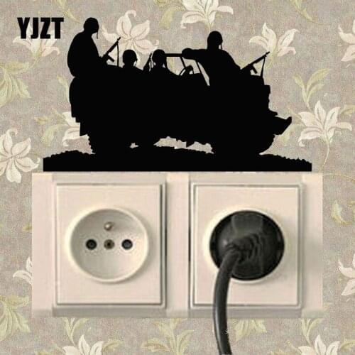 YJZT War Soldiers Military Car Rifle Weapon Boys Vinyl Switch Sticker Room Home Wall Decal S18-0068