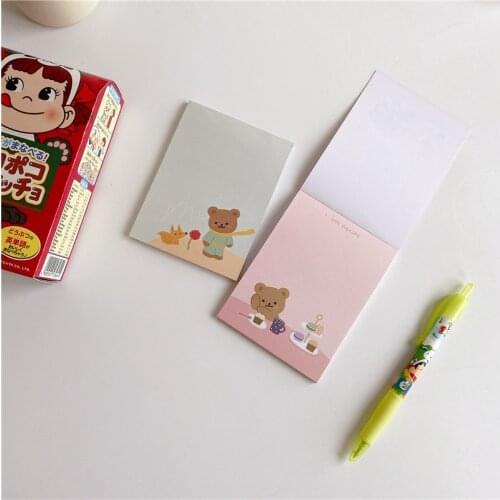Korean Ins Cute Cartoon Bear Memo Pad 50 Sheets Creative Long Style Notes Office Message Paper Kawaii Stationery School Supplies