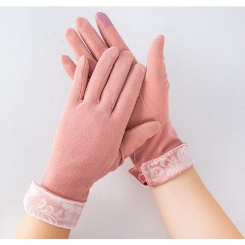 Pink Touch Screen Gloves Women Fall Winter New Fashion Casual Warm Soft Glove Outdoor Sport Warm Wrist Mittens Driving Gloves