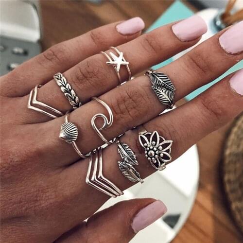 Aesthetic vintage rings for women accessories for girls jewellery fashion flower ring set on phalanx gift 2021 trend 12pcs/sets