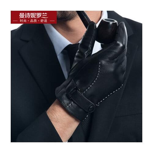 Winter genuine leather gloves Man Touch Screen Gloves Thicken Warm Male winter sheepskin gloves MLZ103