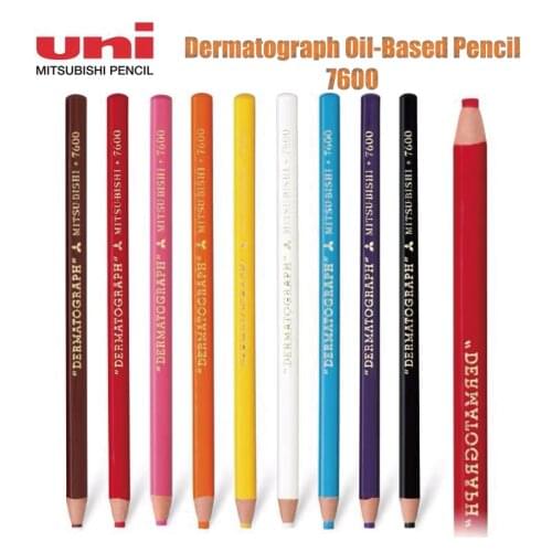 1pcs/1 set Japan uni 7600 Dermatograph Oil-Based Pencil colorful paper wrapped pencil Sharpener-free 12 Colors Available