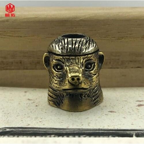 1PC Honey badger Retro Brass Copper EDC Paracord Beads Lanyard Pendants Knife Beads Umbrella Rope Cord Necklace Bracelet Beads